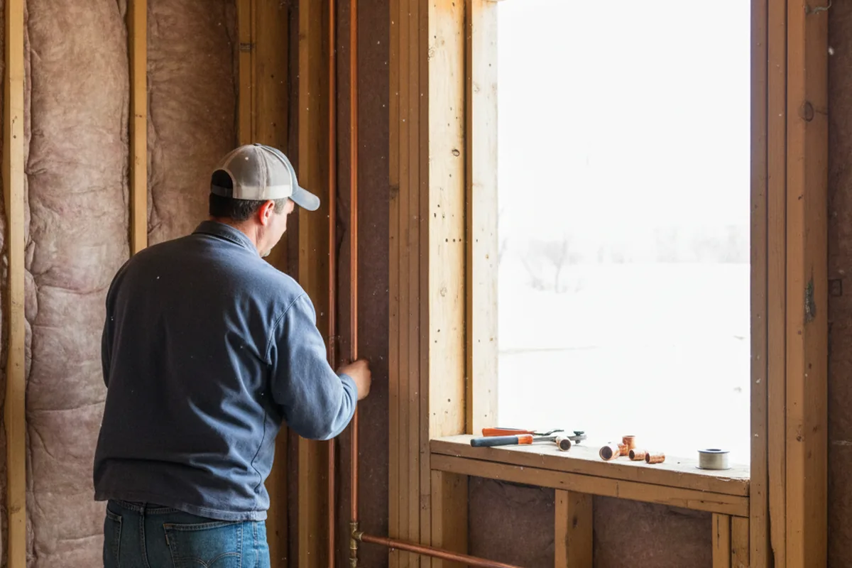 Licensed plumber running new copper supply lines in a Ramah home