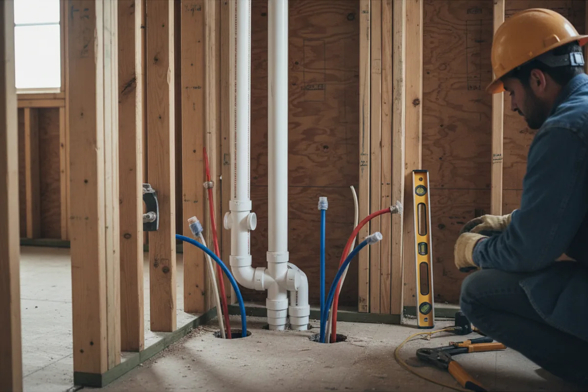 Drain and supply rough-in during Sump Pump Repair in Ramah