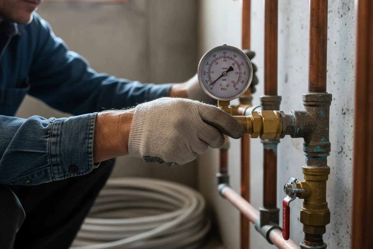 Pressure testing a repaired line during Water Line Repair in Ramah